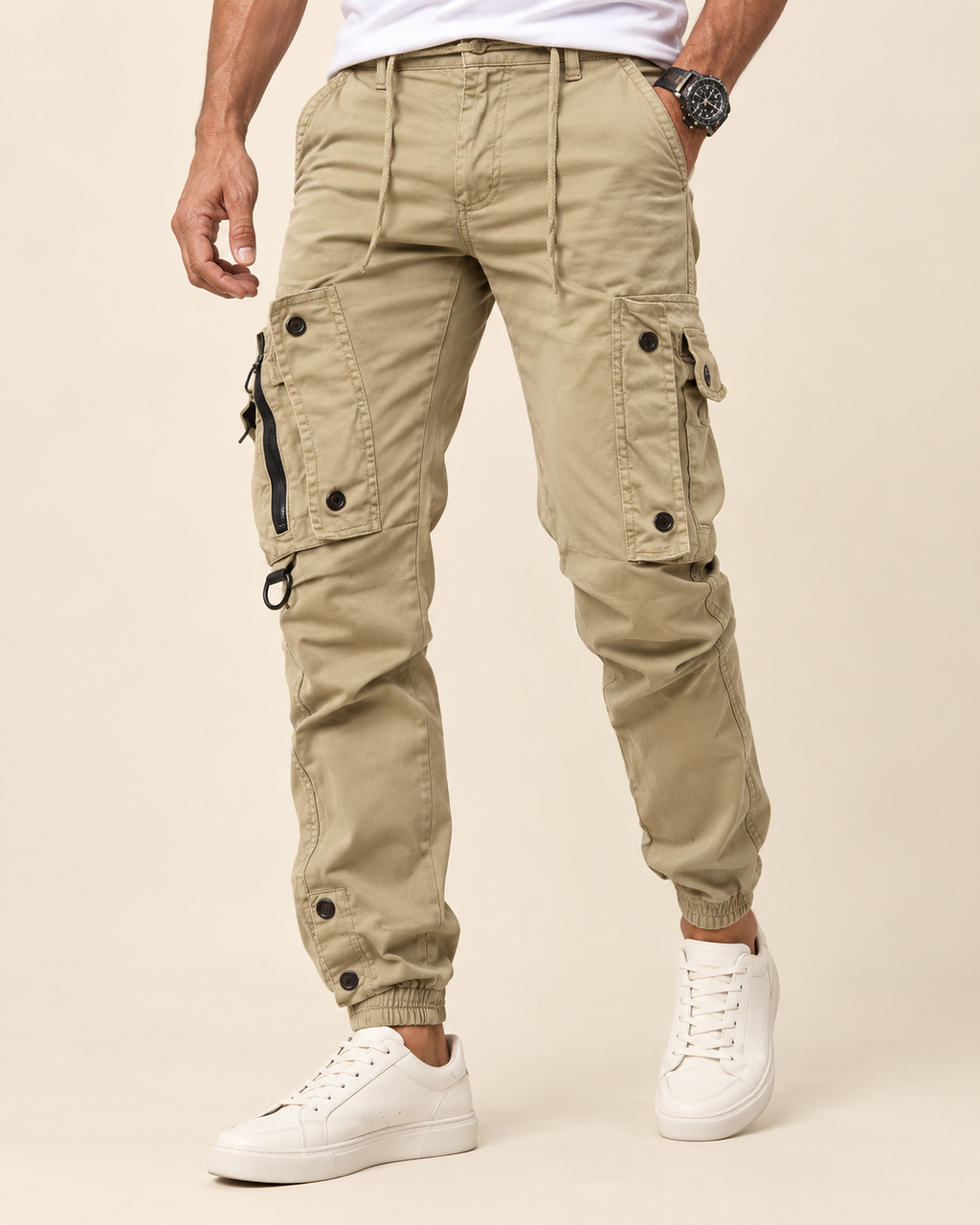 Aidan | Men's Rugged Cargo Trousers with Zip Pockets