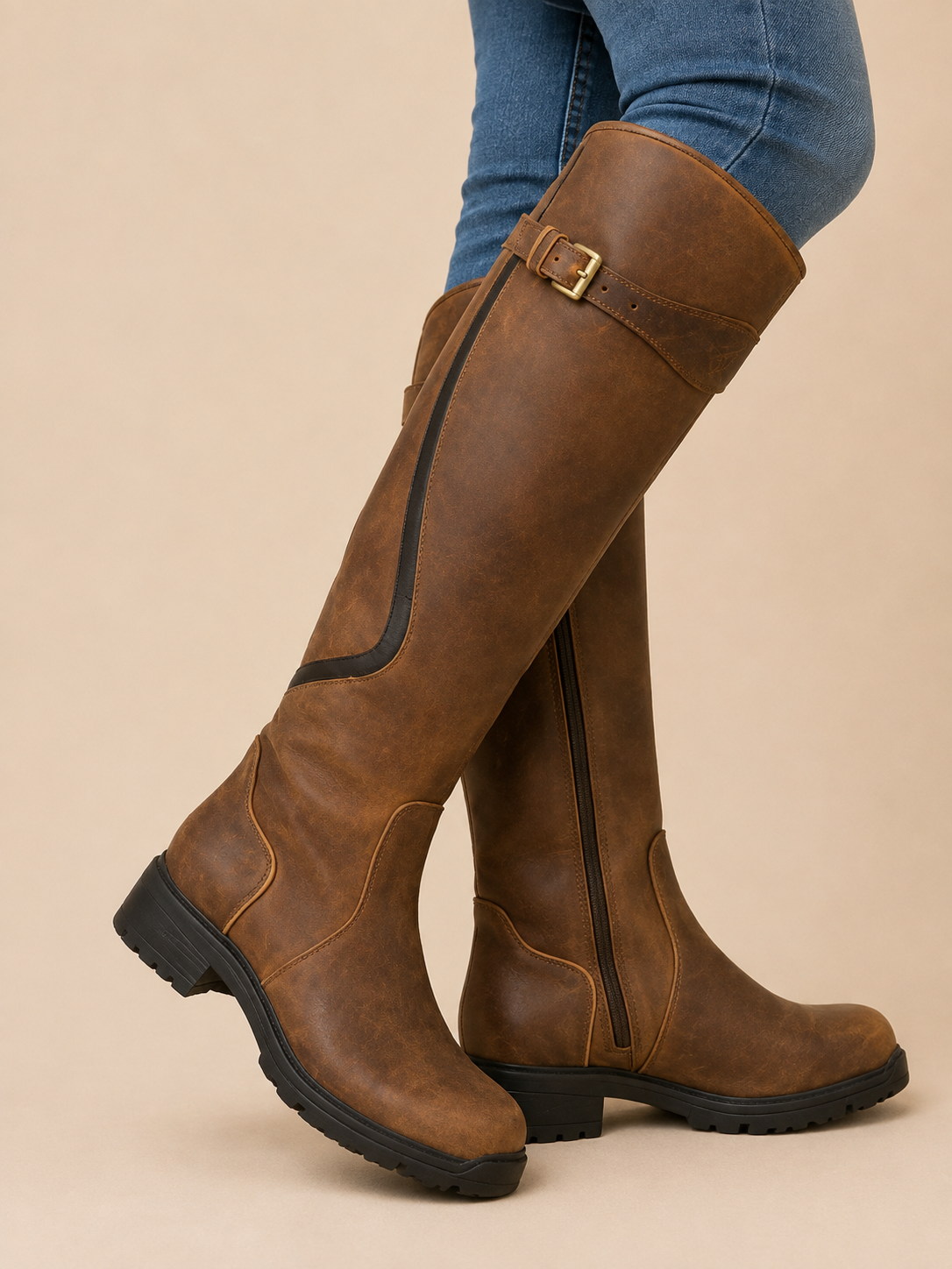 Arden | Women's Knee High Boots with Buckle Detail