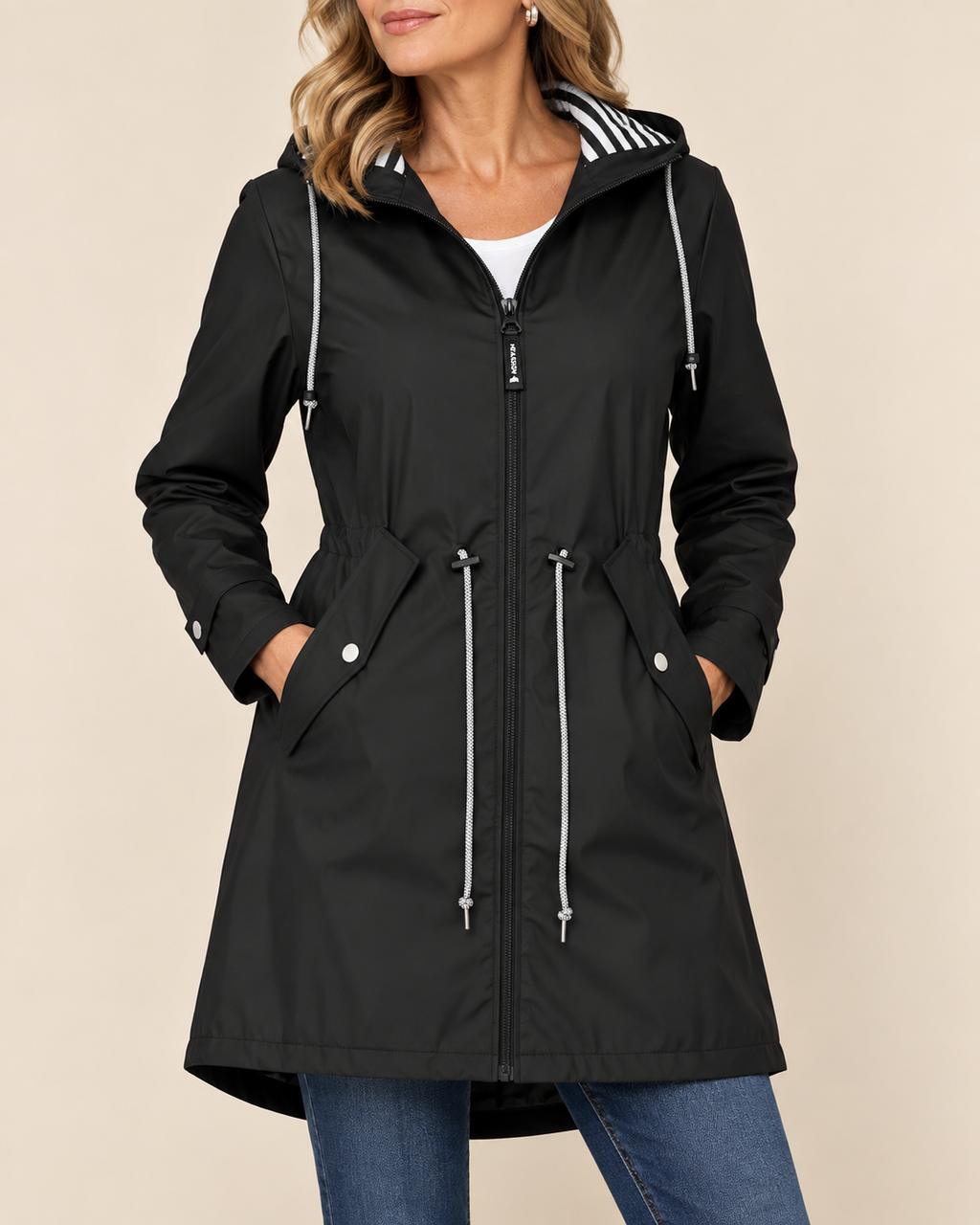 Cressida | Women's Water-Resistant Hooded Jacket with Stripe Lining
