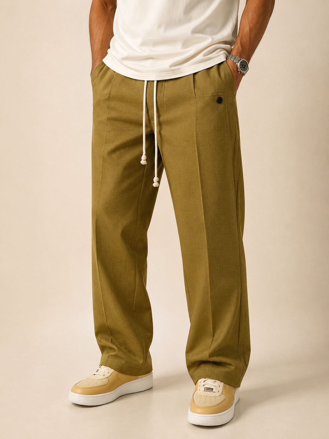 Declan | Men's Casual Wide Leg Trousers with Drawstring