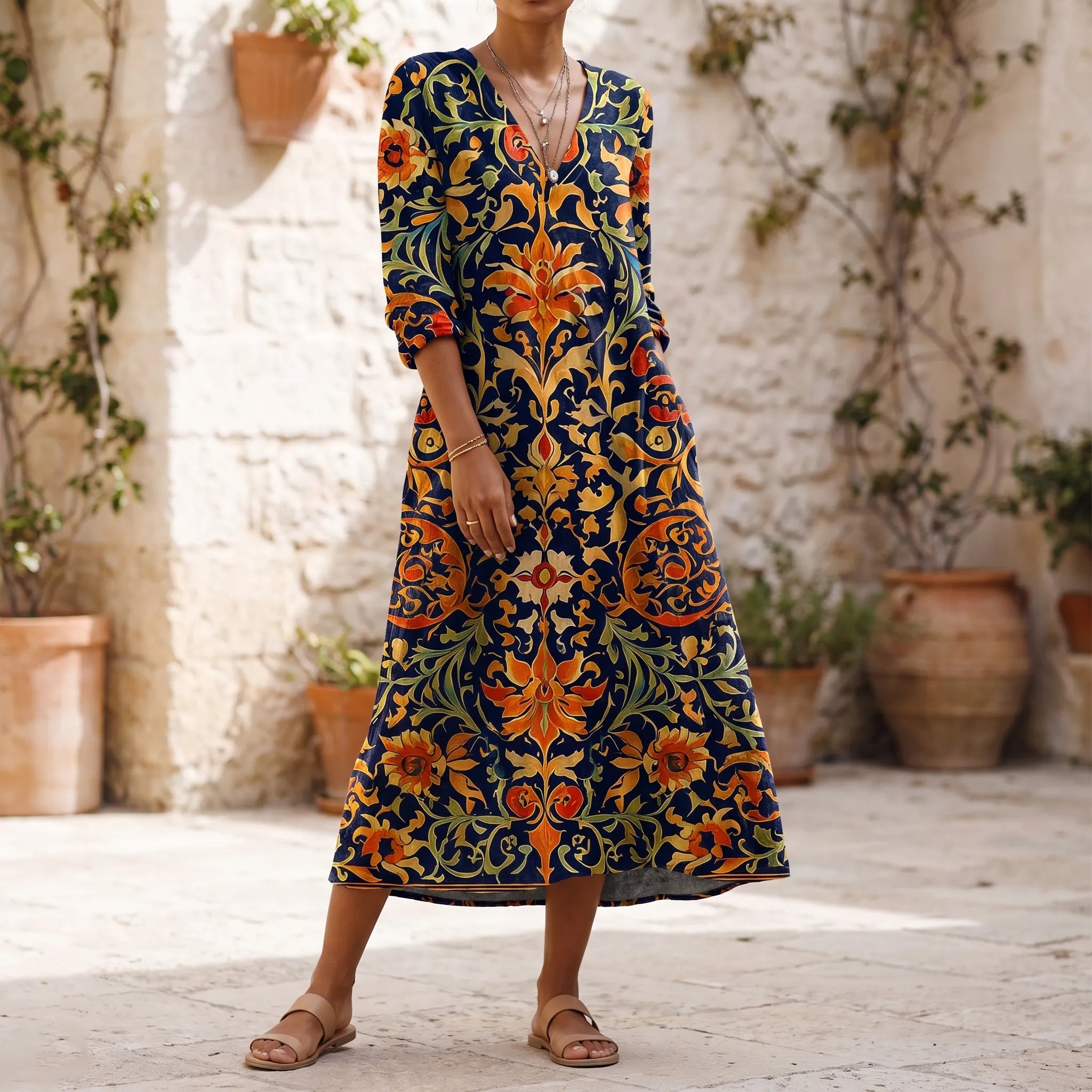 Florique - Relaxed Fit Floral Midi Dress
