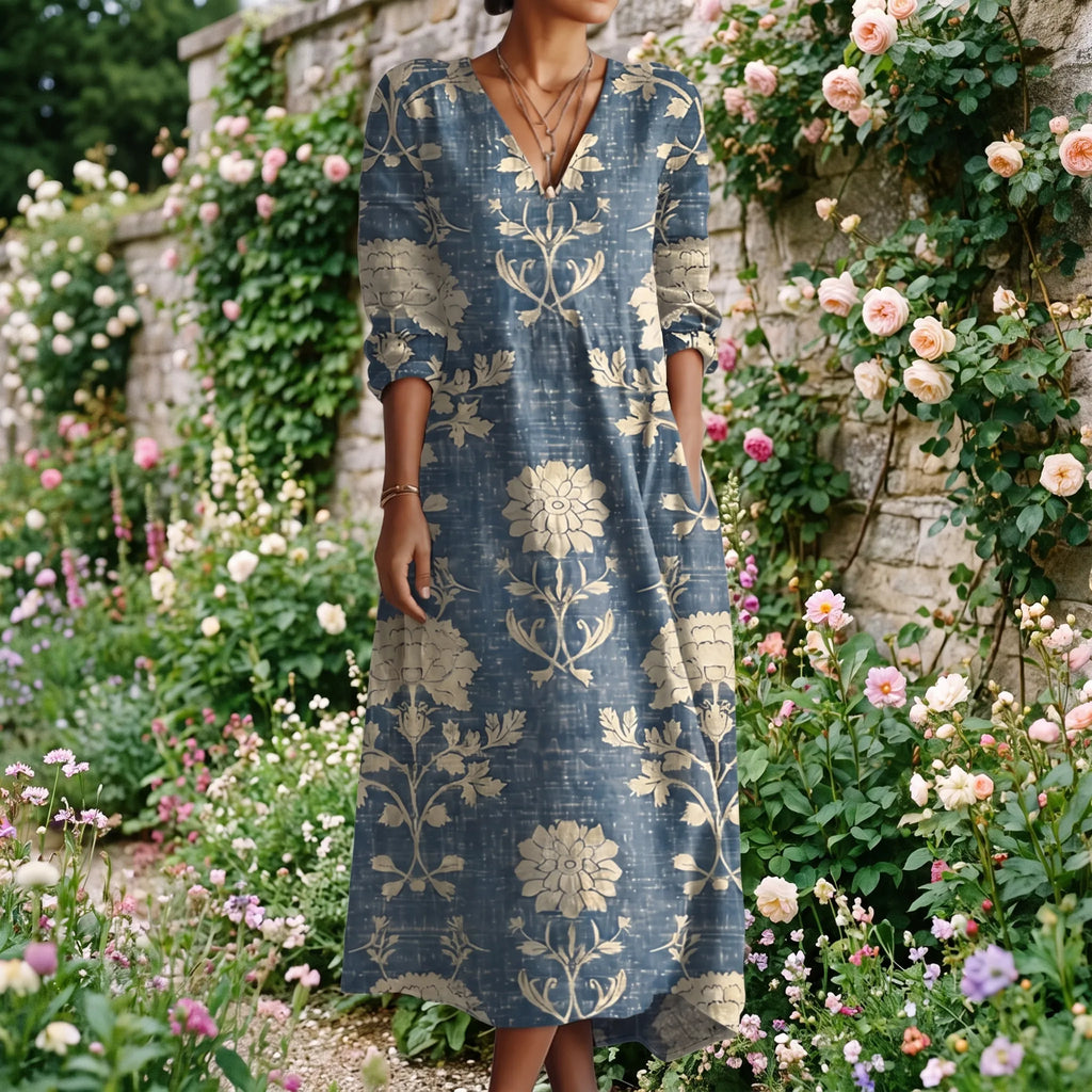 Florisa - Relaxed Botanical Print Midi Dress