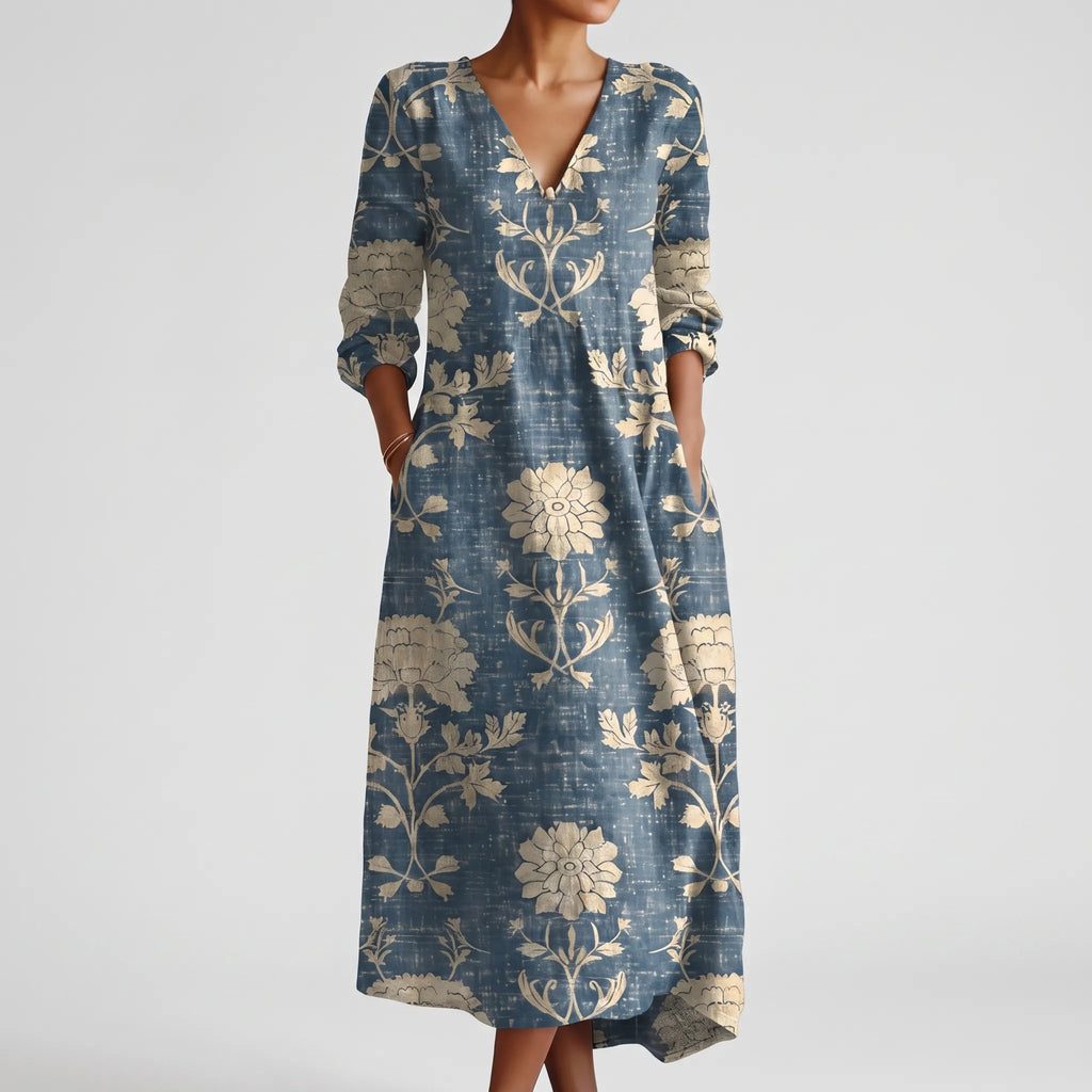 Florisa - Relaxed Botanical Print Midi Dress
