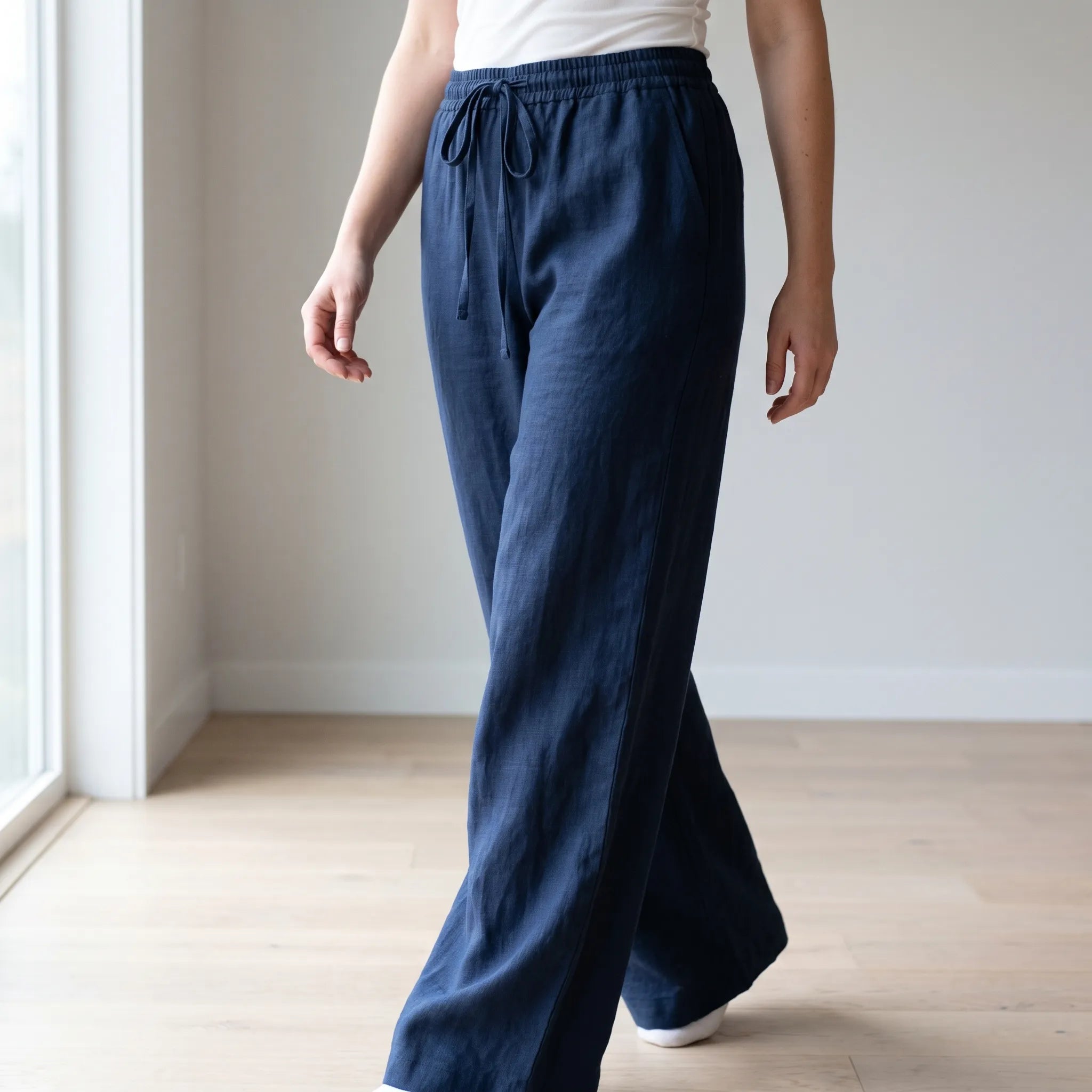 Flowelle - High-Waisted Wide Leg Ladies Trousers