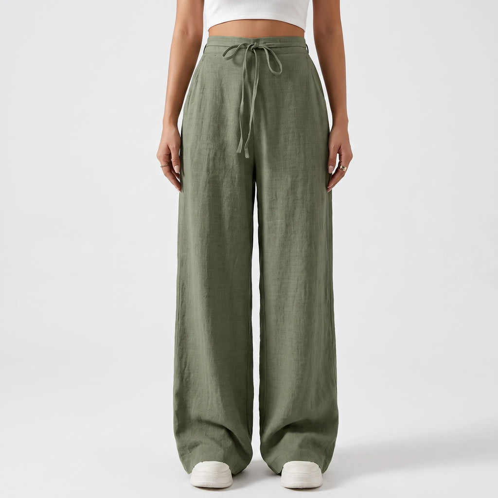 Flowelle - High-Waisted Wide Leg Ladies Trousers