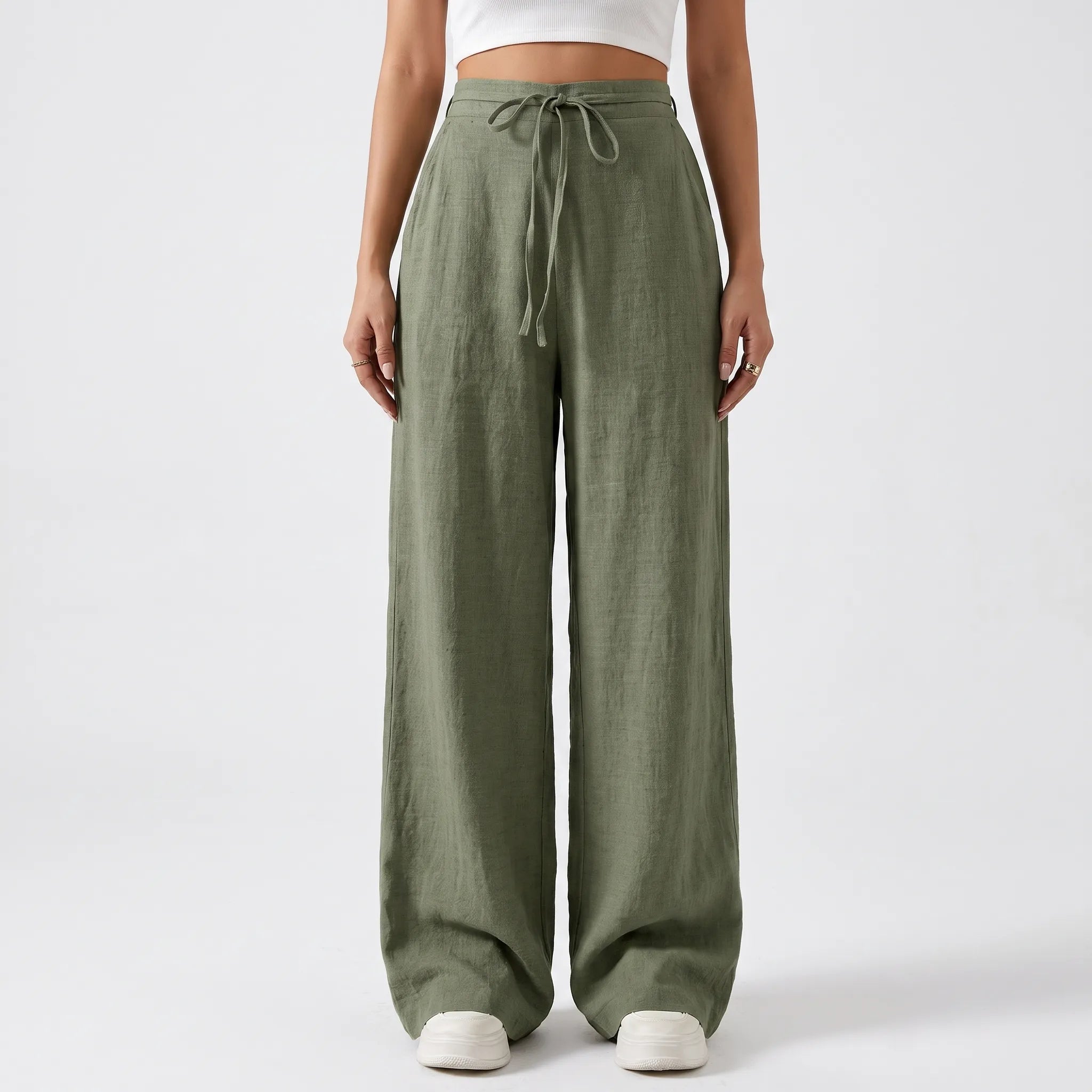 Flowelle - High-Waisted Wide Leg Ladies Trousers