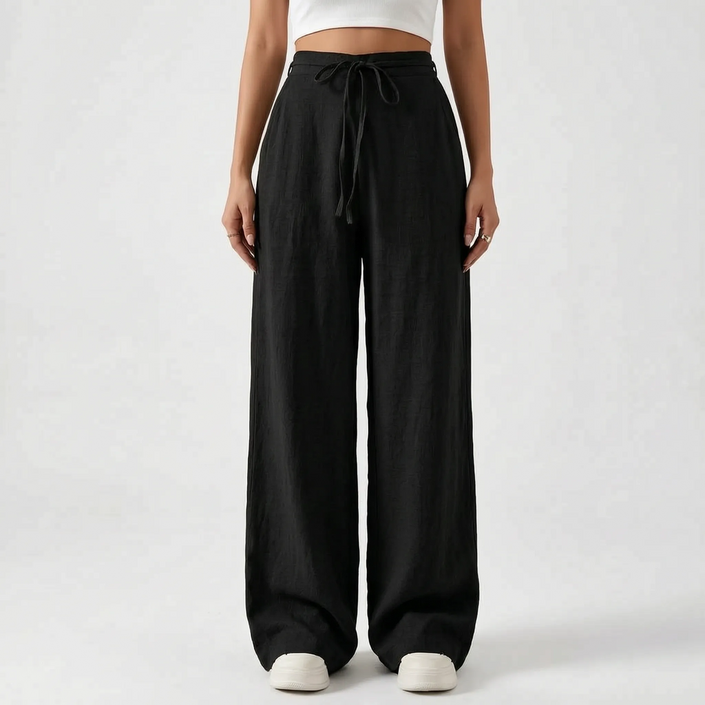 Flowelle - High-Waisted Wide Leg Ladies Trousers