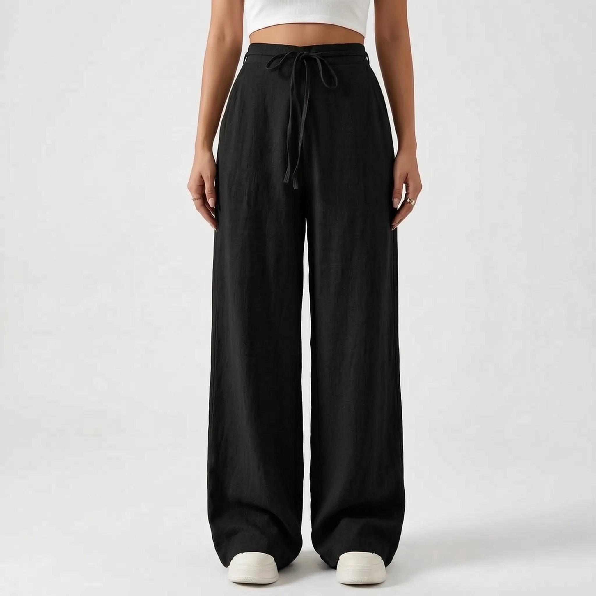 Flowelle - High-Waisted Wide Leg Ladies Trousers