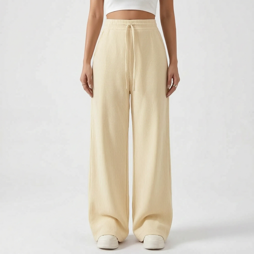 Flowelle - High-Waisted Wide Leg Ladies Trousers
