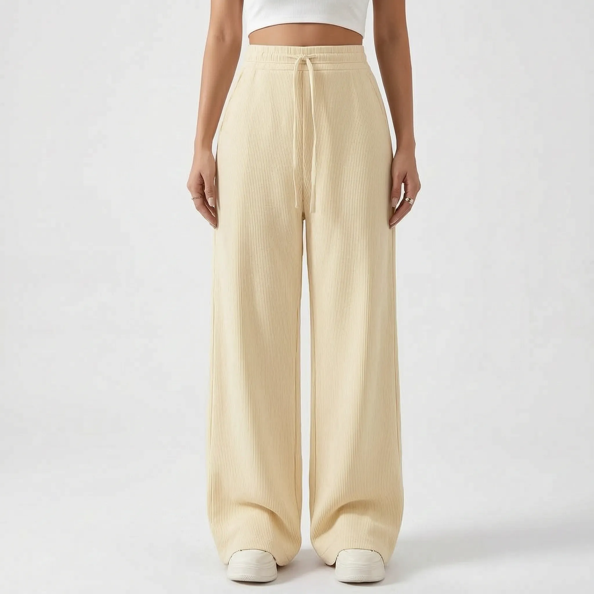 Flowelle - High-Waisted Wide Leg Ladies Trousers