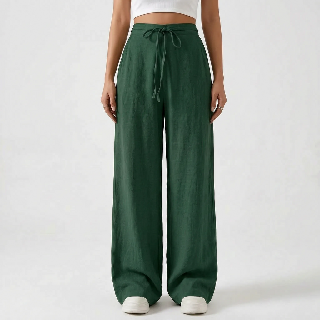 Flowelle - High-Waisted Wide Leg Ladies Trousers