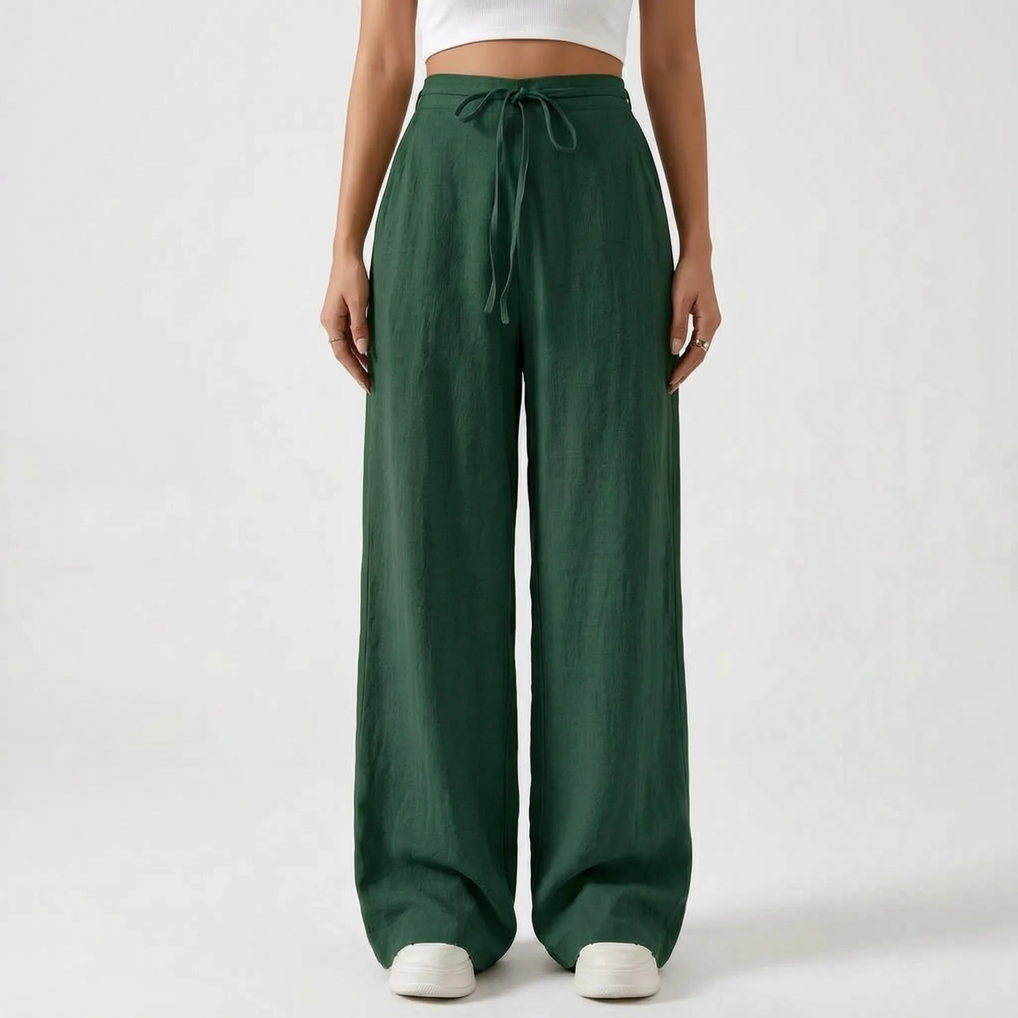 Flowelle - High-Waisted Wide Leg Ladies Trousers