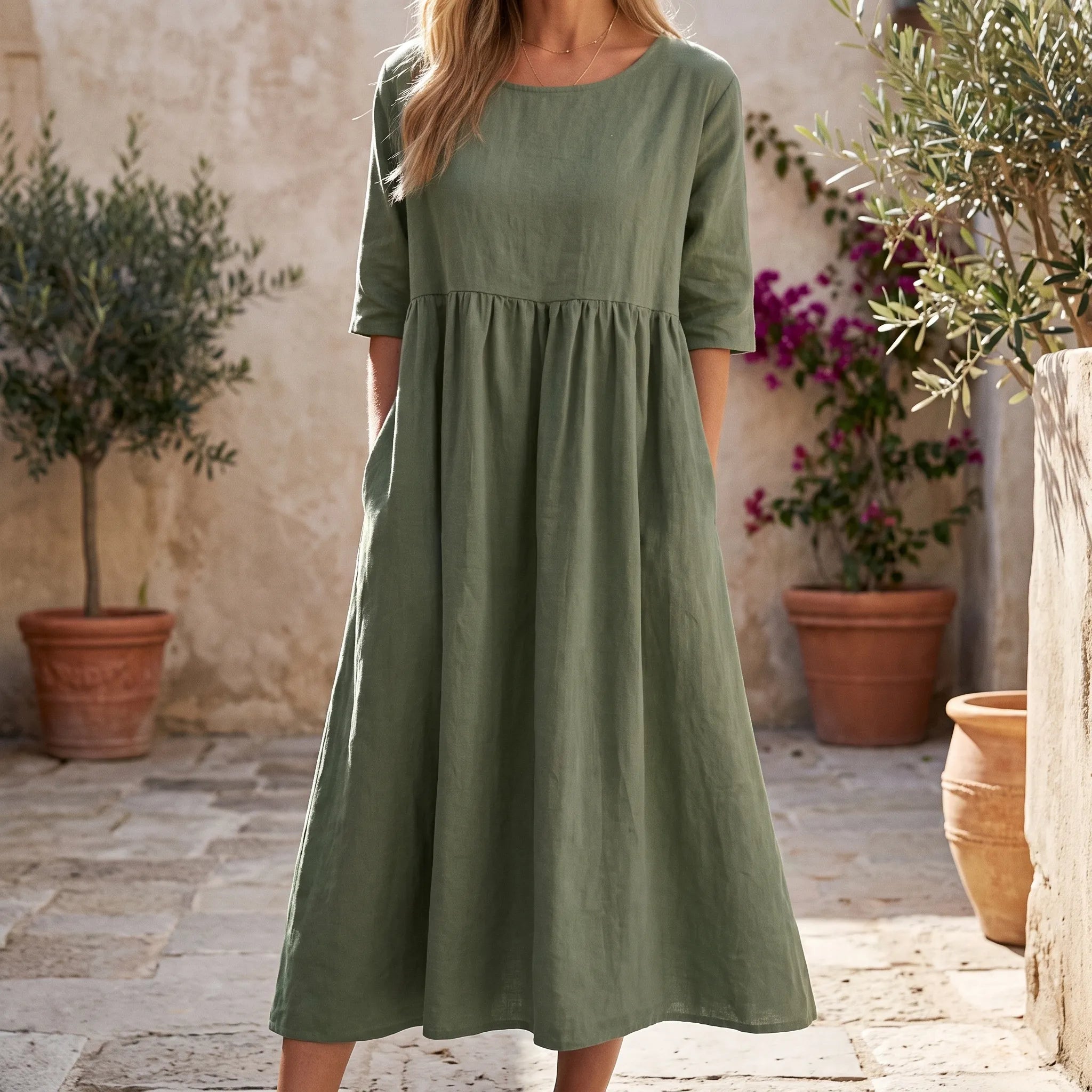 Flowmera - Simple Breathable Women's Midi Dress