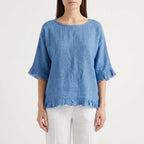 Fraylia - Relaxed Fit Frayed Edge Womens Blouse