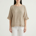 Fraylia - Relaxed Fit Frayed Edge Womens Blouse