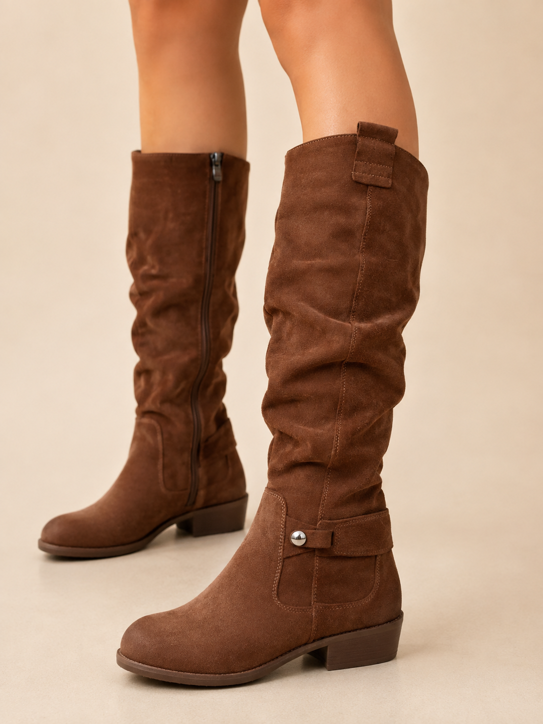Liora | Women's Stylish Knee High Boots with Buckle Detail