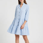 Lottora - Casual Button-Down Check Mini Dress