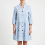 Lottora - Casual Button-Down Check Mini Dress