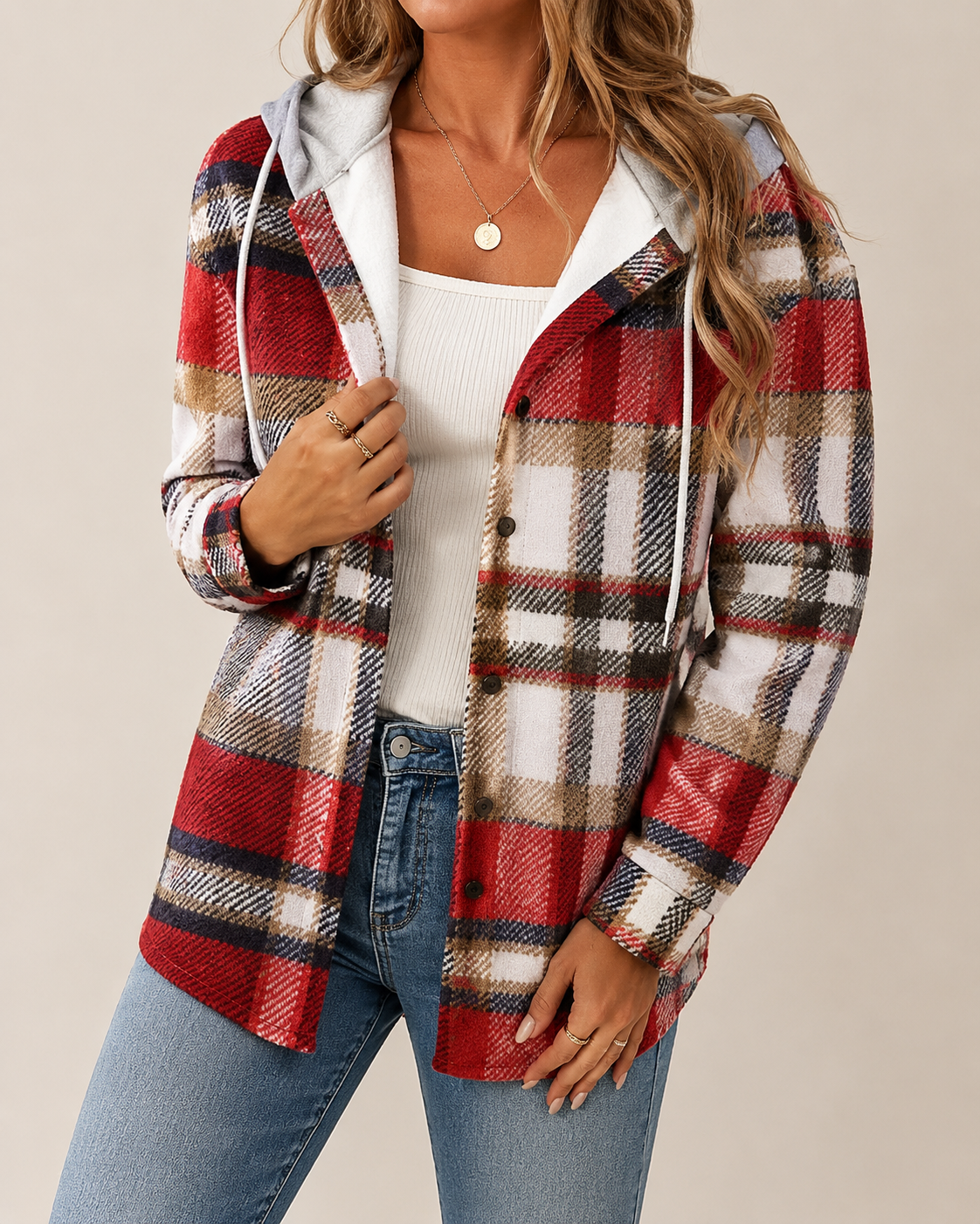 Marlowe | Women's Casual Plaid Hooded Shirt