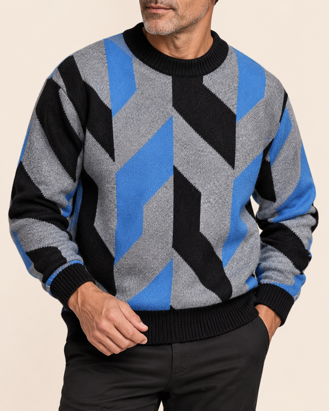 Nolan | Men's Geometric Patterned Knitted Jumper