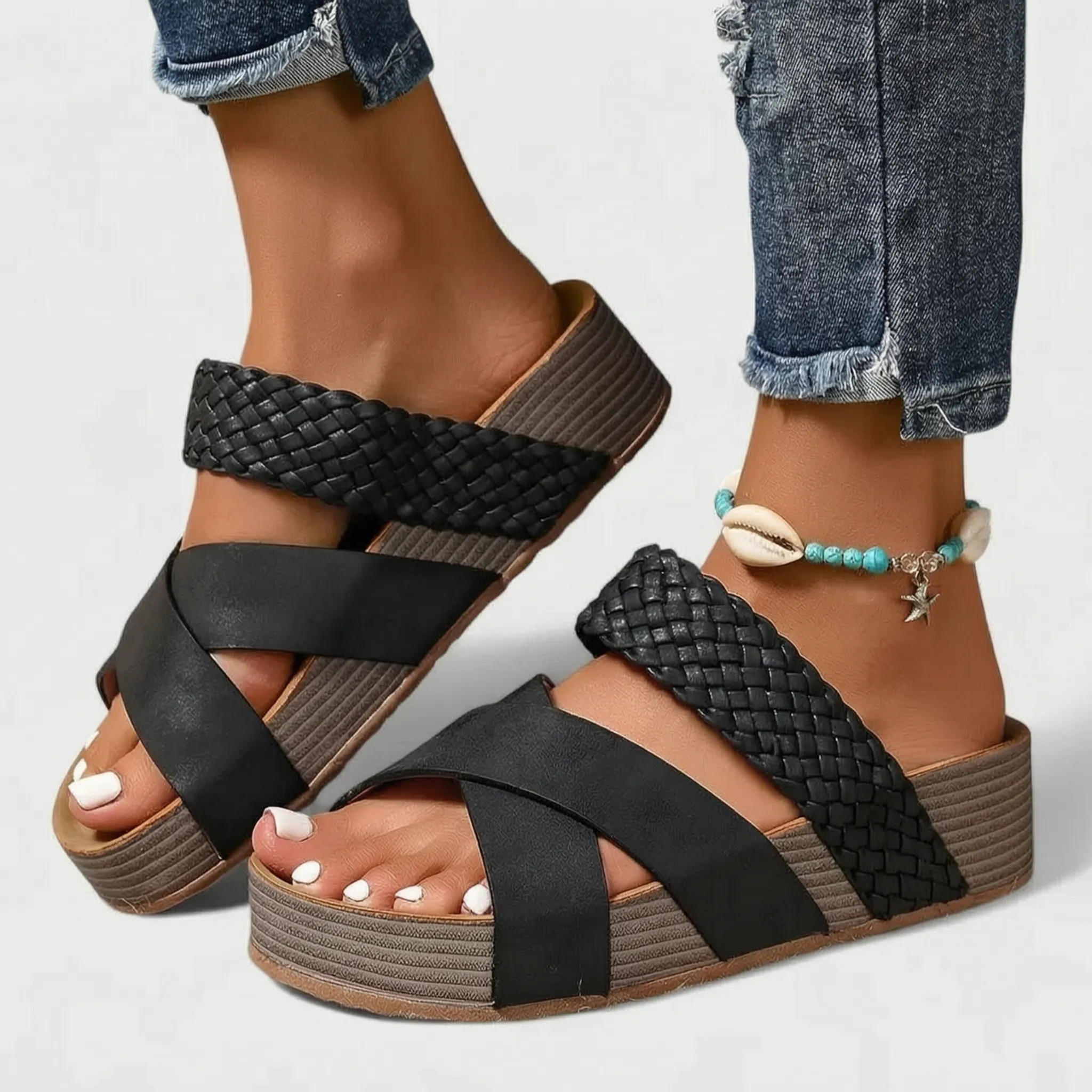 Orthella - Woven-Strap Orthopaedic Ladies Sandals