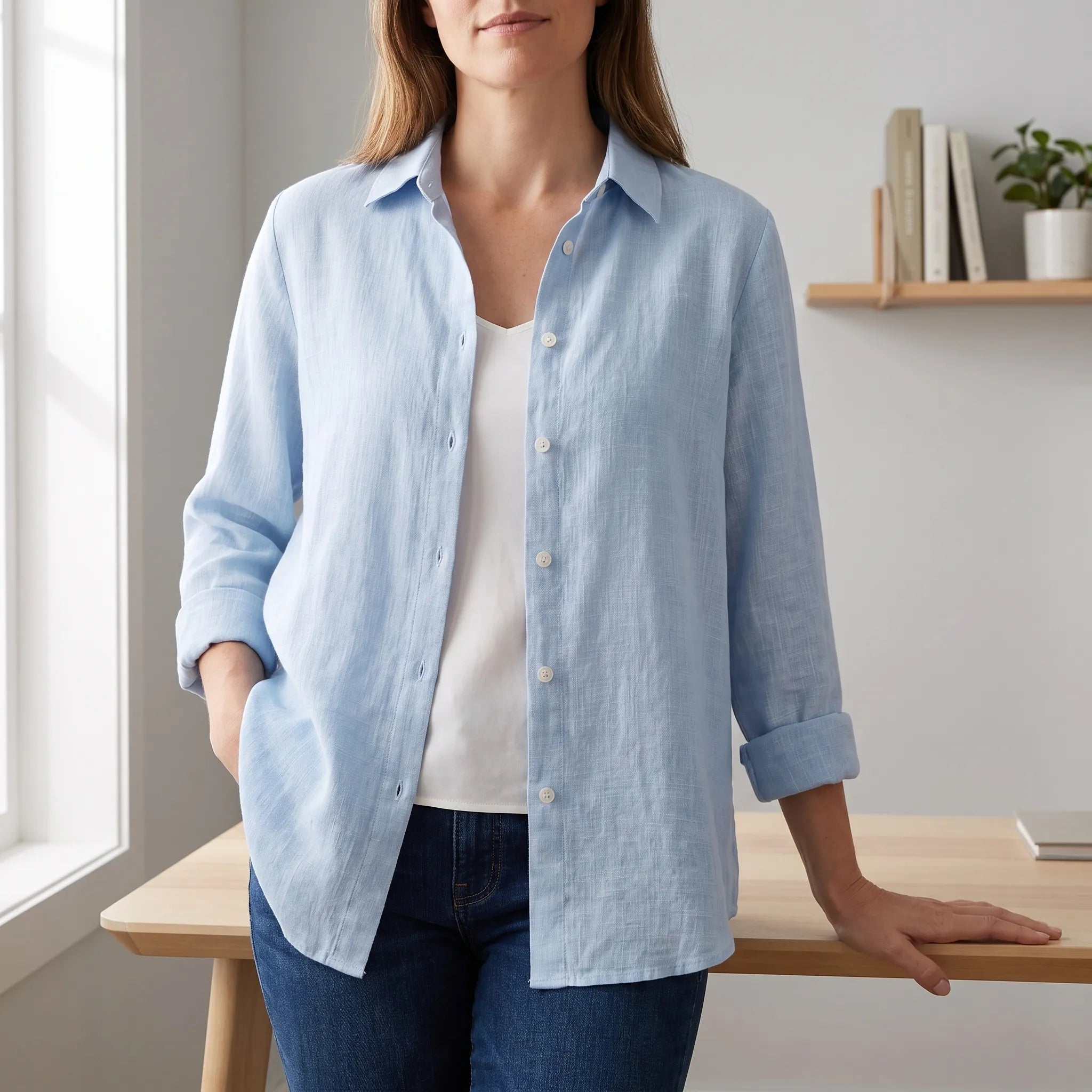 Velsia - Classic Relaxed Button-Down Shirt