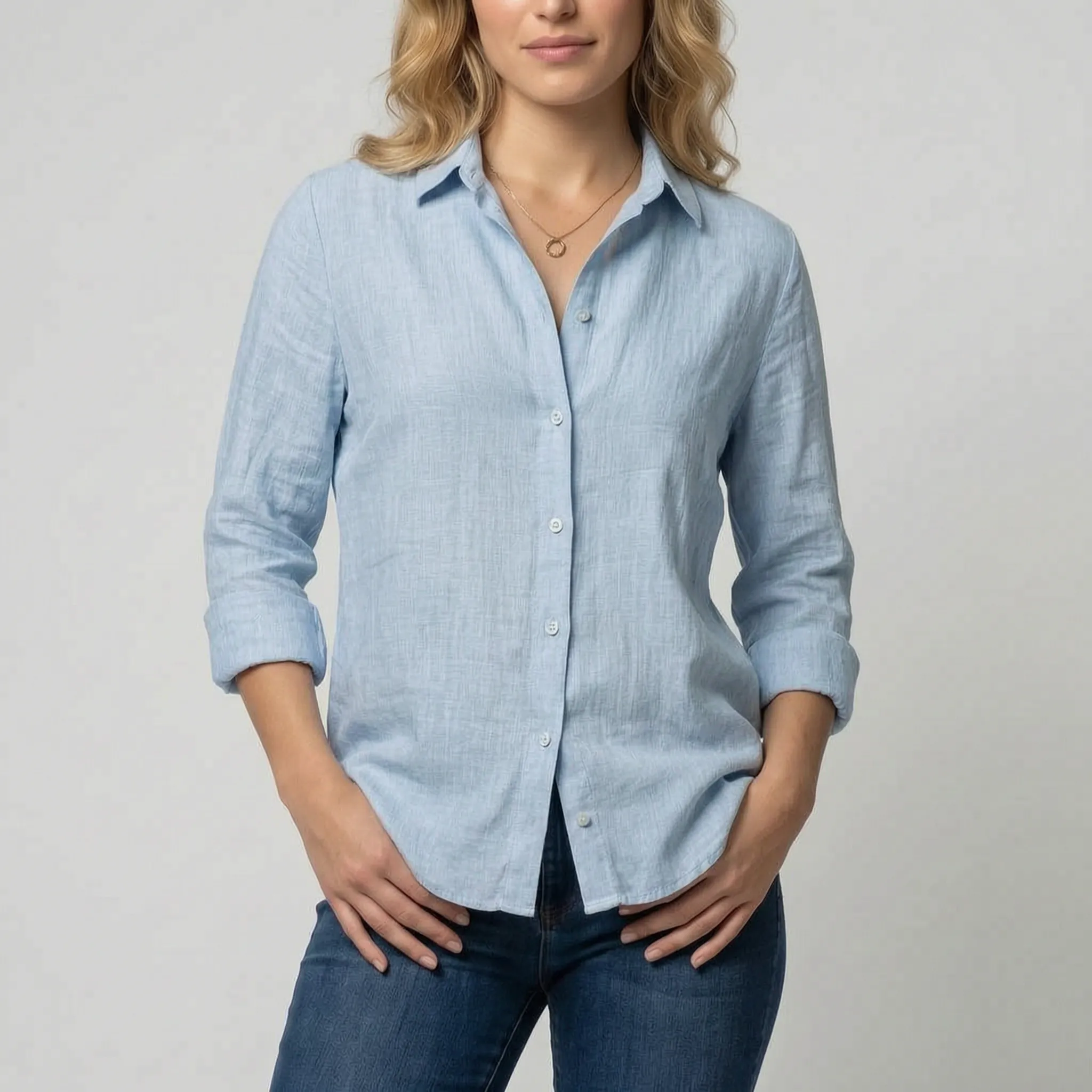 Velsia - Classic Relaxed Button-Down Shirt
