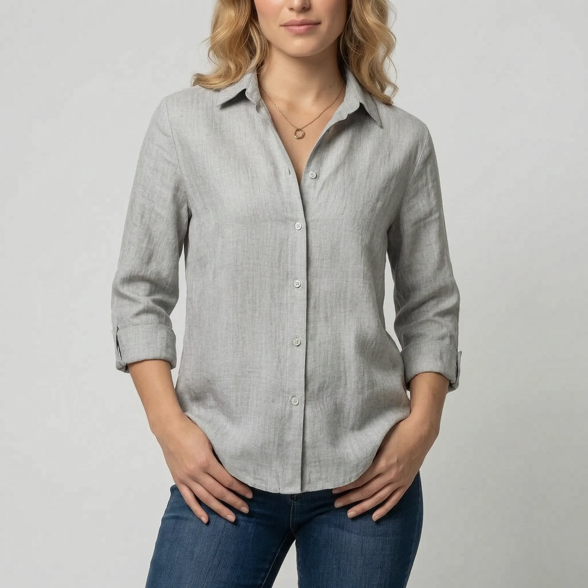 Velsia - Classic Relaxed Button-Down Shirt
