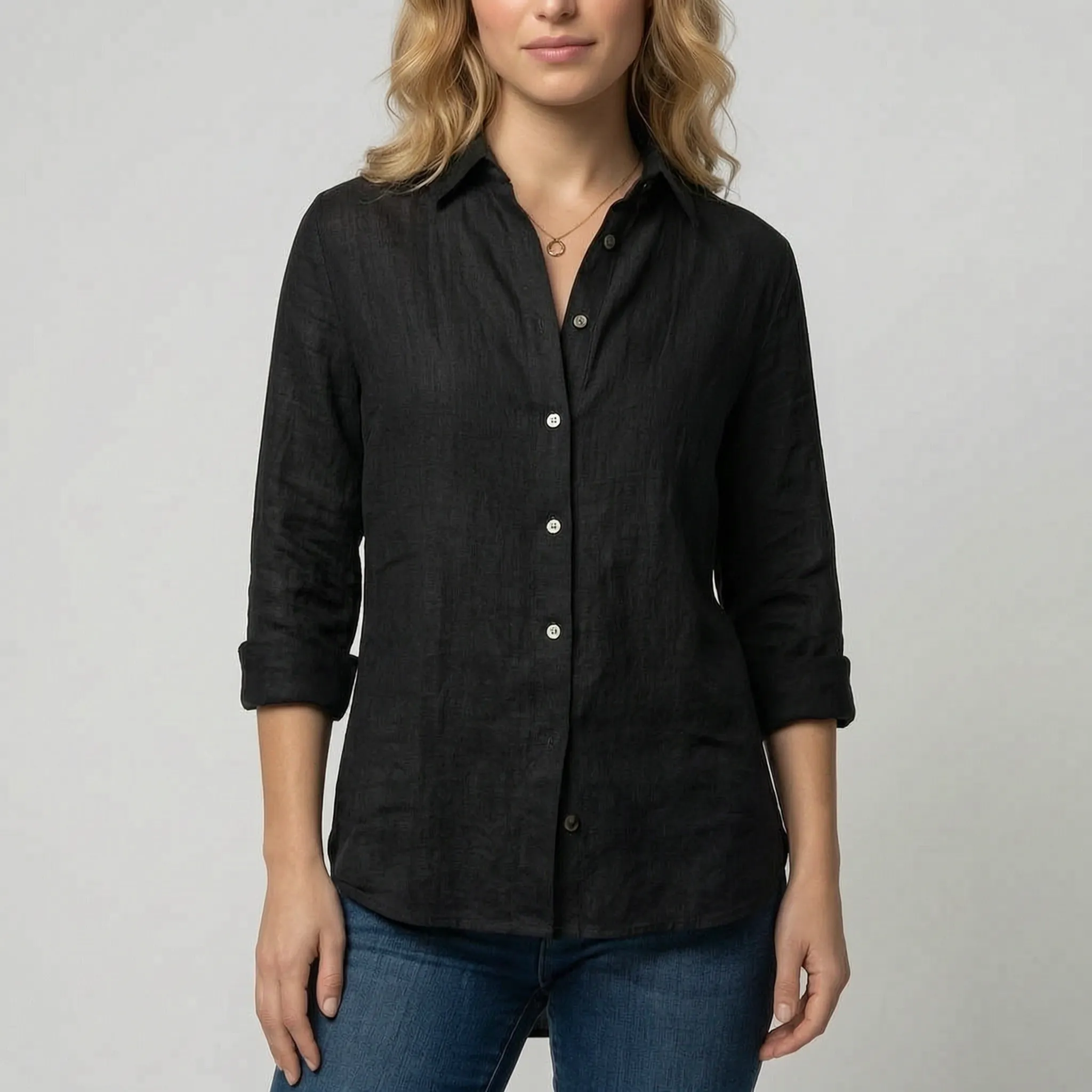 Velsia - Classic Relaxed Button-Down Shirt