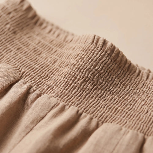 Aeraflow - High-Waisted Smocked Wide-Leg Trousers