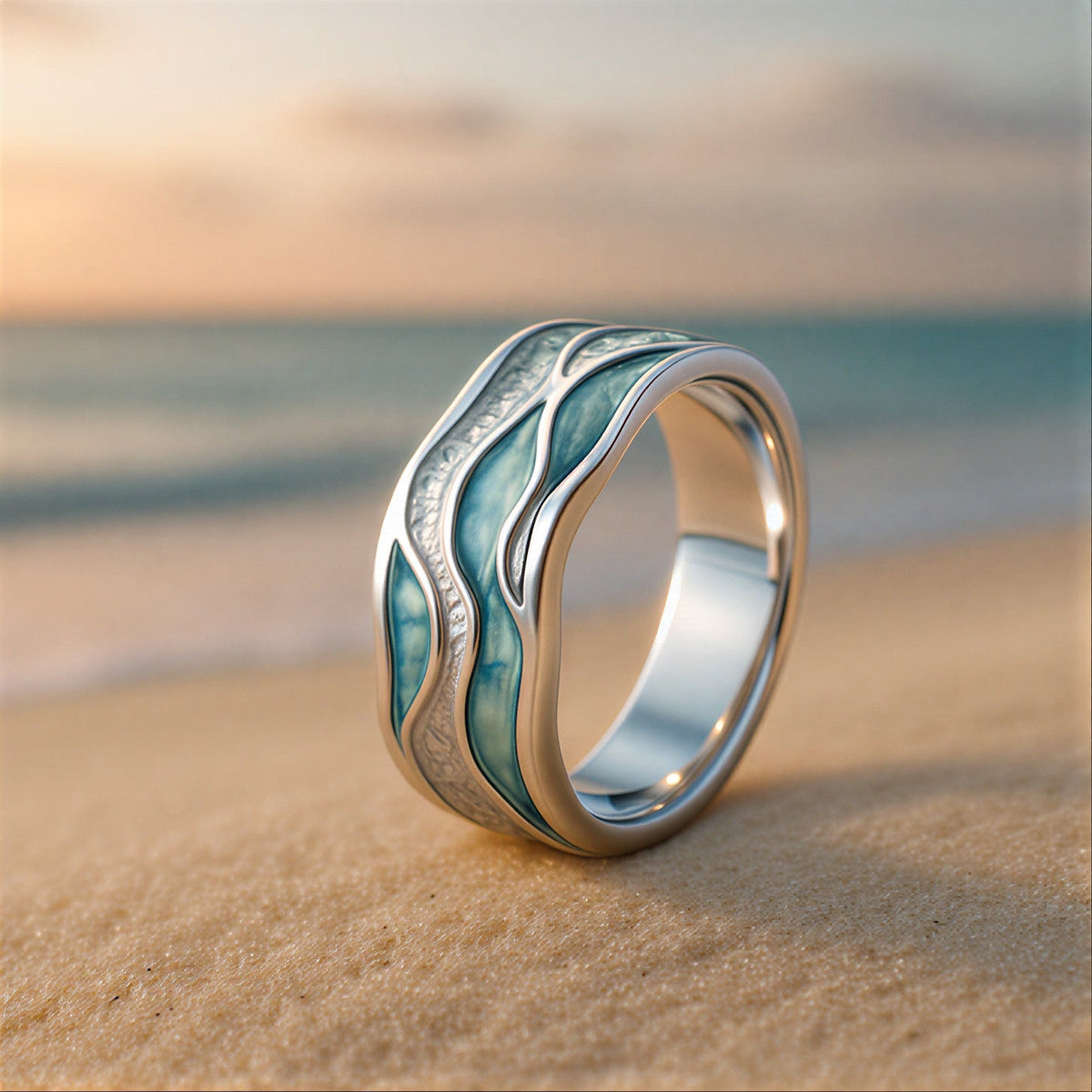 Ailsa - Women's Turquoise Wave-Inspired Ring