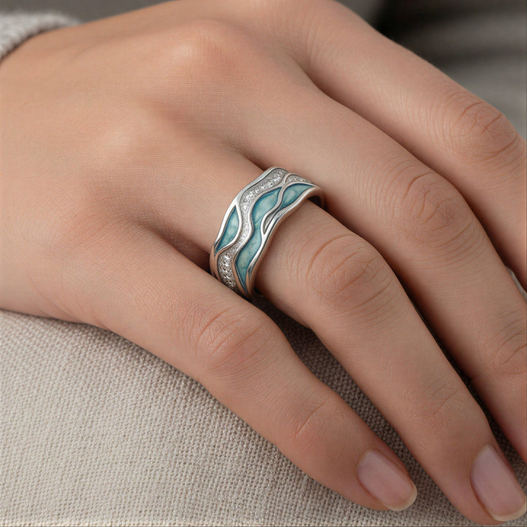 Ailsa - Women's Turquoise Wave-Inspired Ring