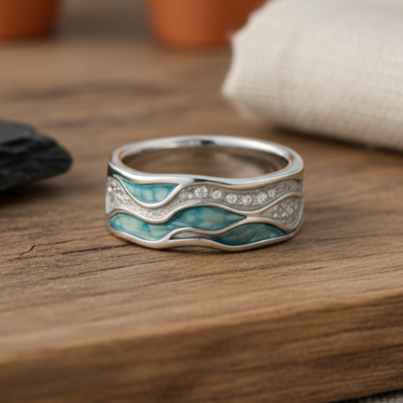 Ailsa - Women's Turquoise Wave-Inspired Ring