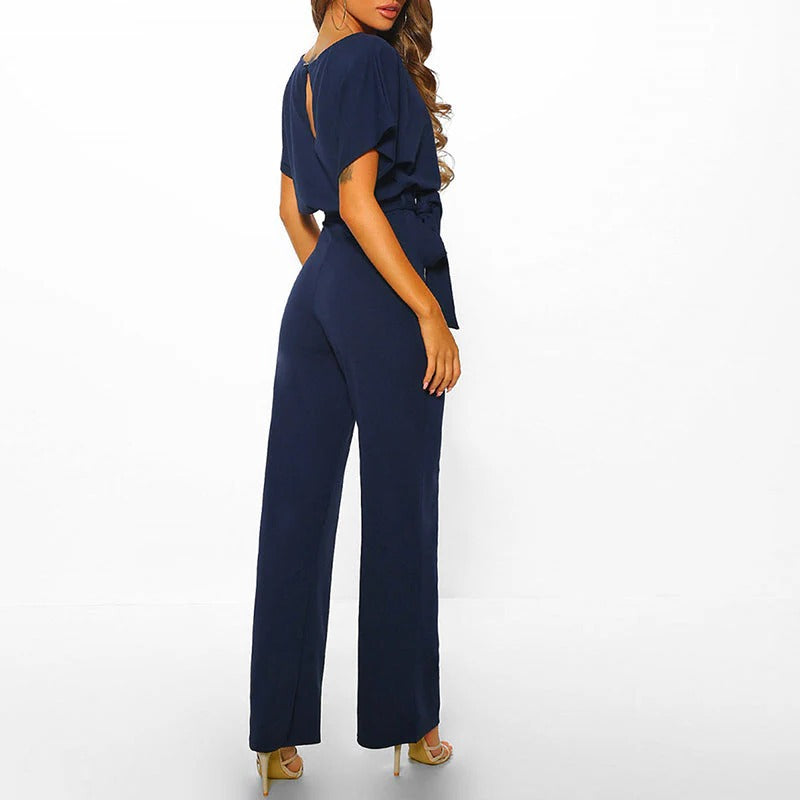 Anya - Women's Elegant Tie-Waist Jumpsuit
