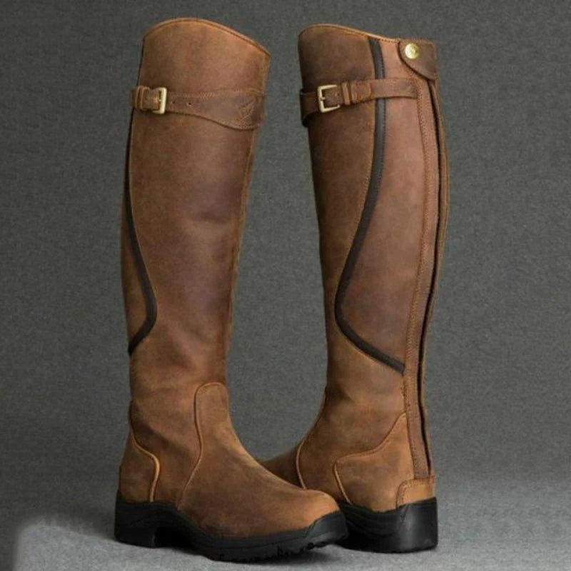 Arden - Women's Knee High Boots with Buckle Detail