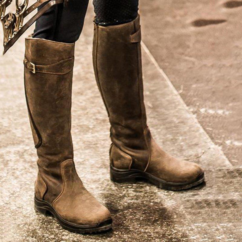 Arden - Women's Knee High Boots with Buckle Detail
