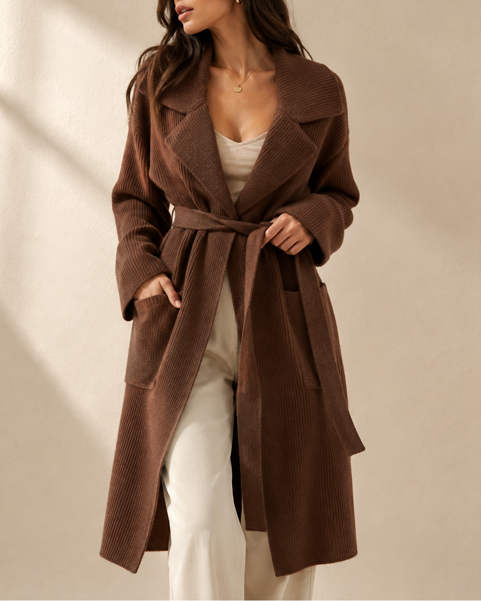 Blythe - Women's Classic Knit Cardigan with Tie Waist