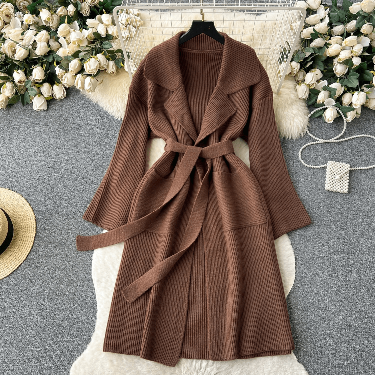 Blythe - Women's Classic Knit Cardigan with Tie Waist