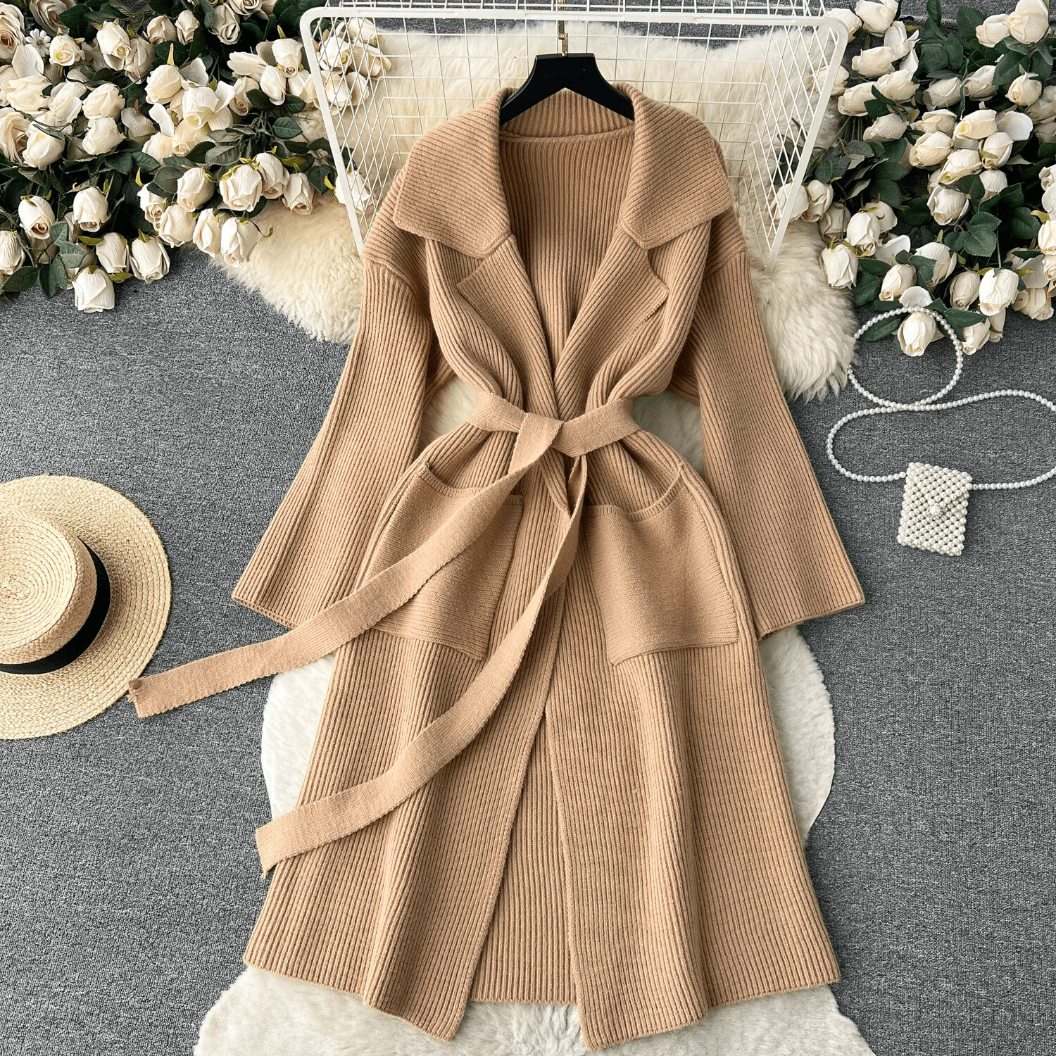 Blythe - Women's Classic Knit Cardigan with Tie Waist