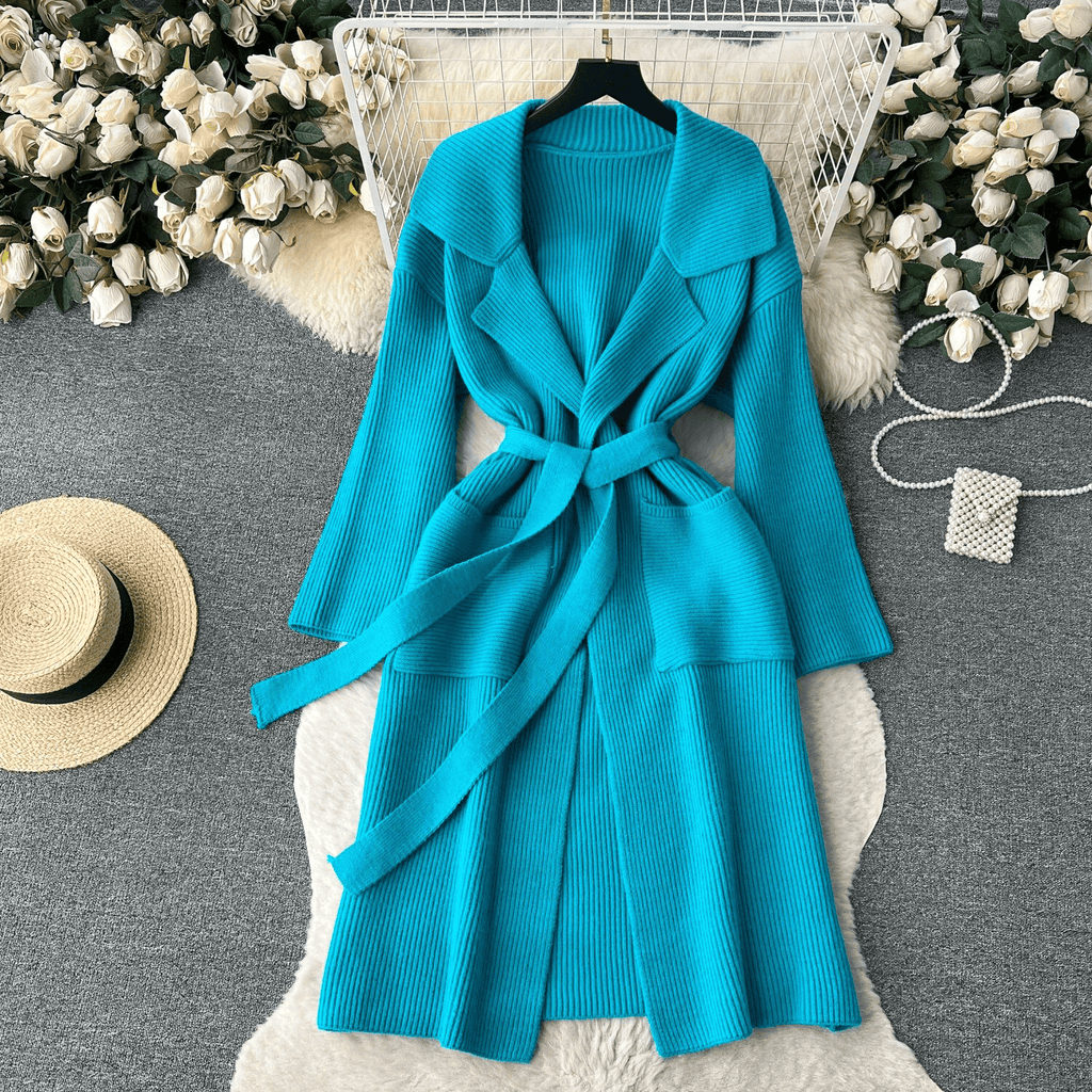 Blythe - Women's Classic Knit Cardigan with Tie Waist