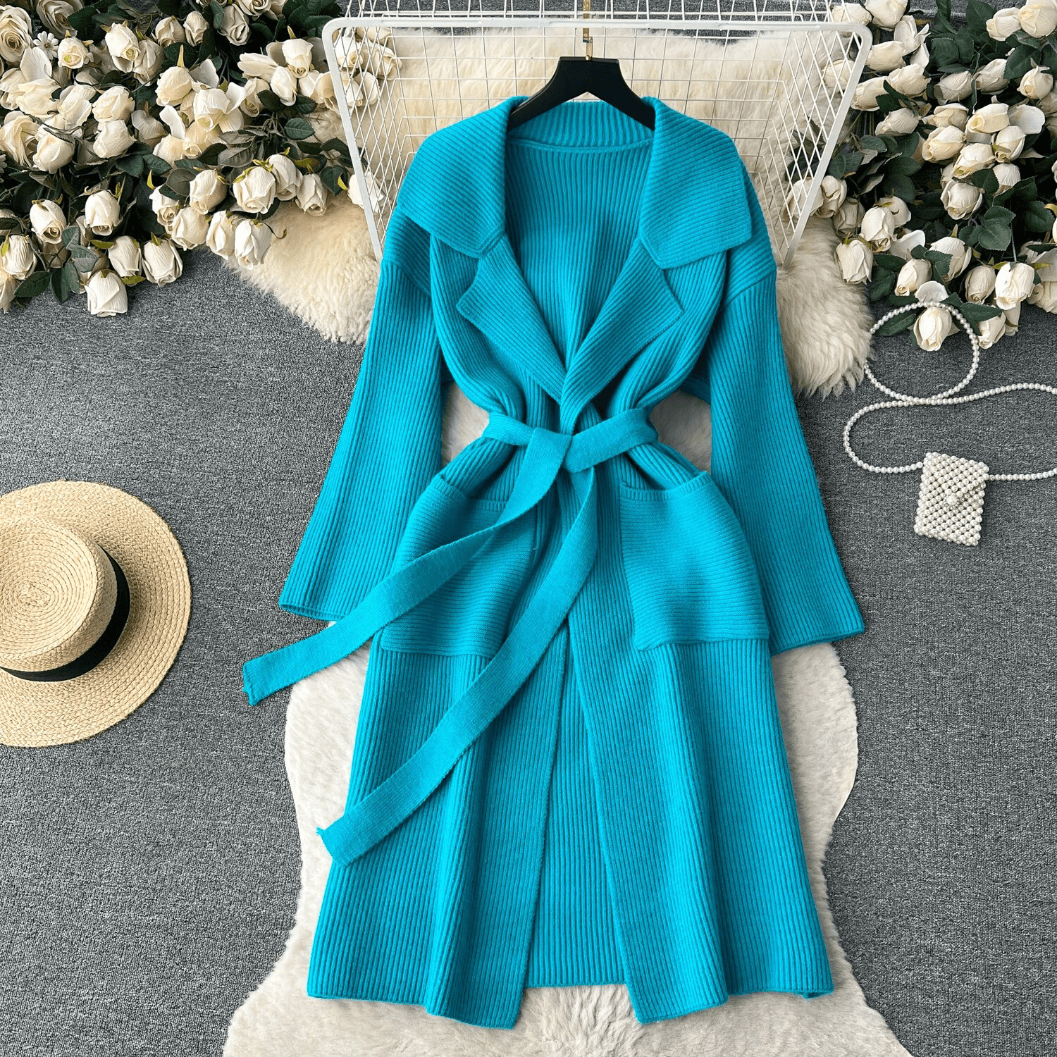 Blythe - Women's Classic Knit Cardigan with Tie Waist