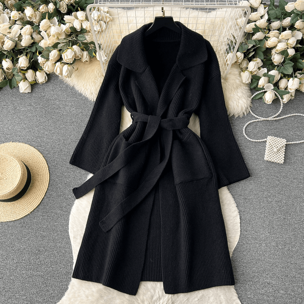 Blythe - Women's Classic Knit Cardigan with Tie Waist