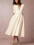 Blythe - Women's Elegant Pleated Midi Graduation Dress