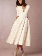 Blythe - Women's Elegant Pleated Midi Graduation Dress