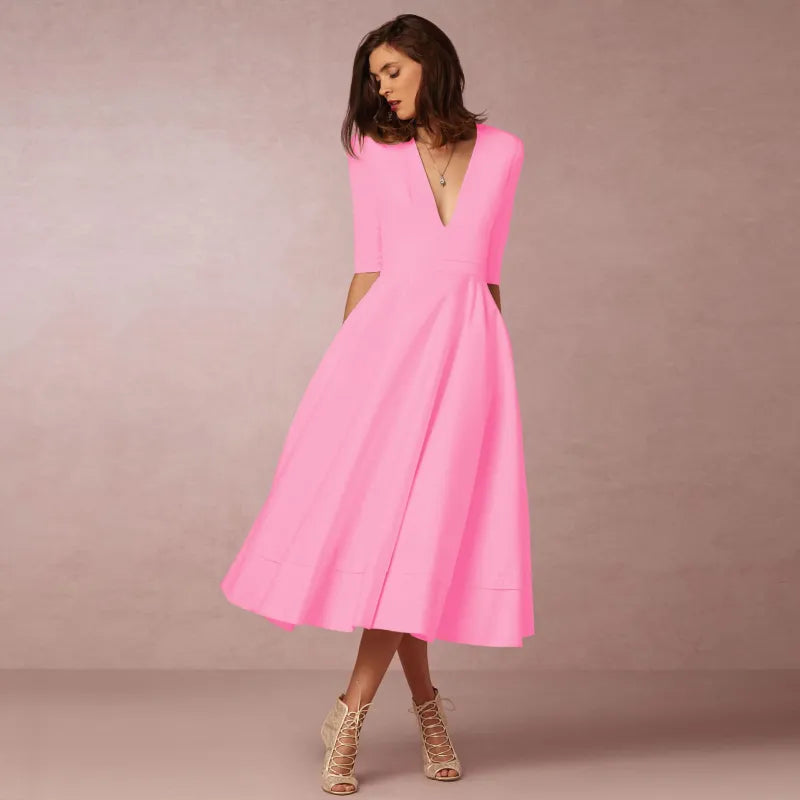 Blythe - Women's Elegant Pleated Midi Graduation Dress