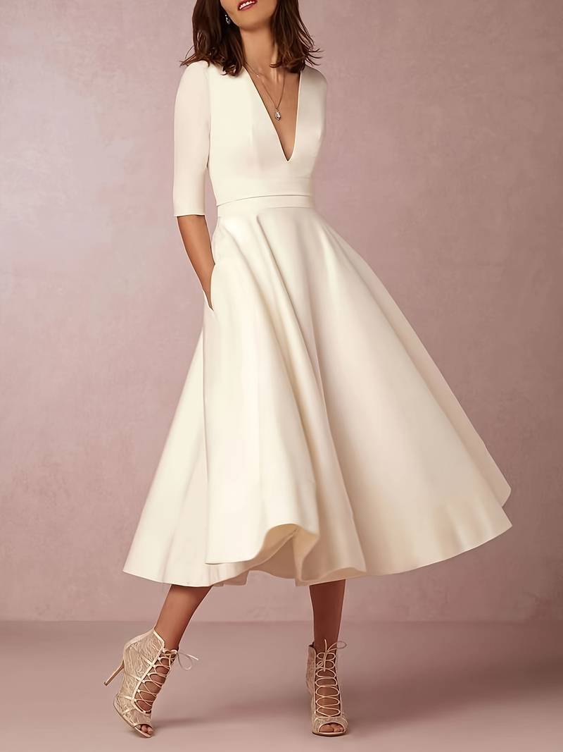 Blythe - Women's Elegant Pleated Midi Graduation Dress