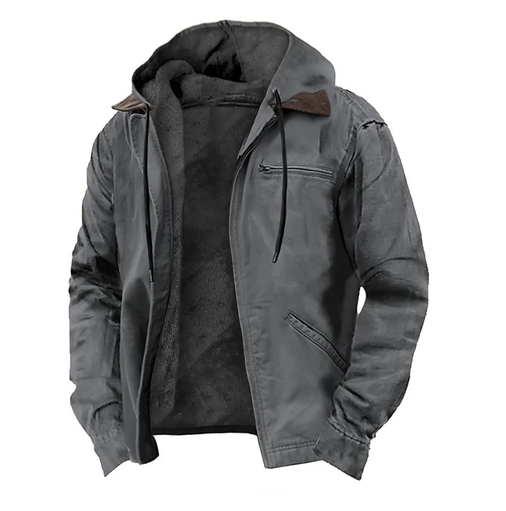 Bram - Men's Full Zip Hooded Jacket with Drawstring