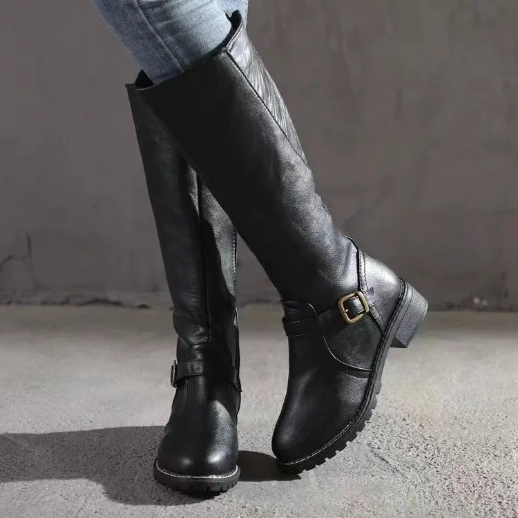 Briar - Women's Knee High Boots with Buckle Detail