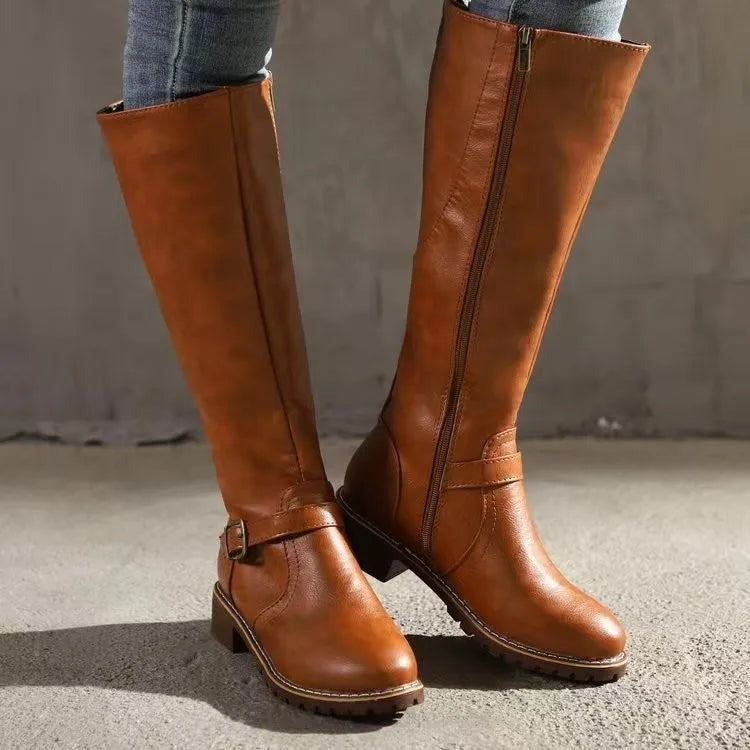 Briar - Women's Knee High Boots with Buckle Detail