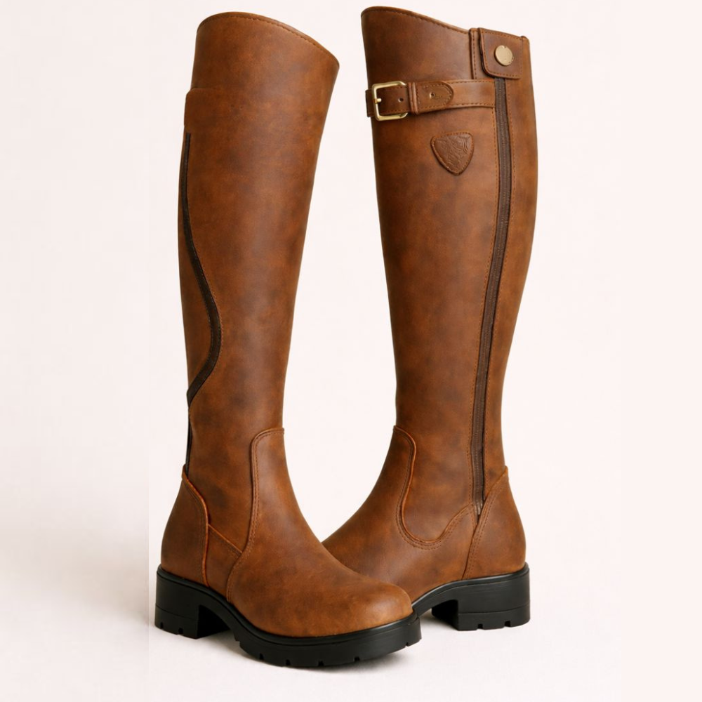 Bryony - Women's Stylish Buckled Knee High Boots